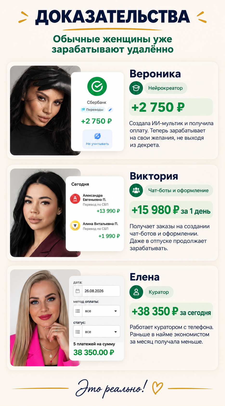 Истории учениц: Вероника, Виктория и Елена — примеры удалённого заработка.